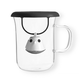 QDO Double-wall glass QDO Birdie Tea Cup Swing Nest Black with Infuser 5676510BK (7287346200665)