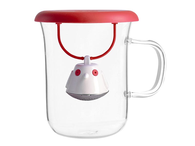 QDO Double-wall glass QDO Birdie Tea Cup Swing Nest Red with Infuser 5676510RD (7287346724953)