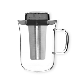 QDO Double-wall glass QDO Me Tea Cup Black with infuser 5676509TB (7287347511385)