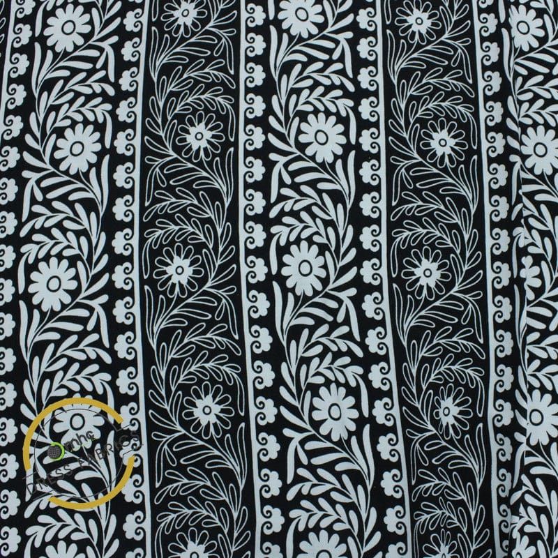 RAYON Dresses Black Printed Rayon Slub Fabric 150 cm
