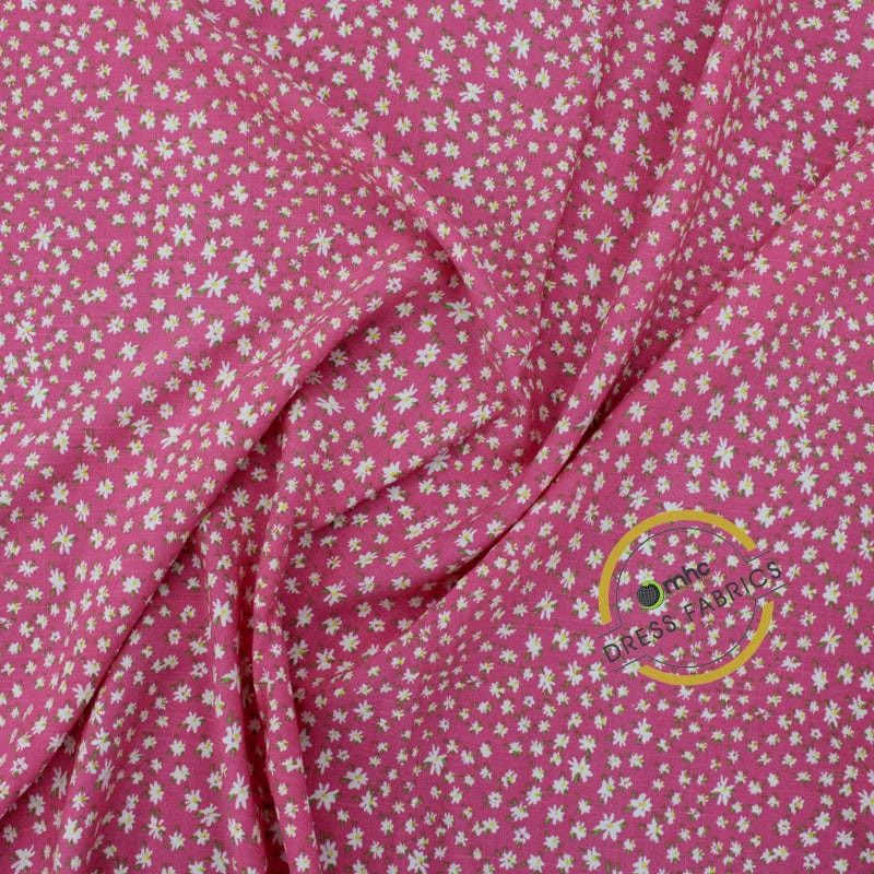 RAYON Dresses Pink Printed Rayon Slub Fabric 150 cm