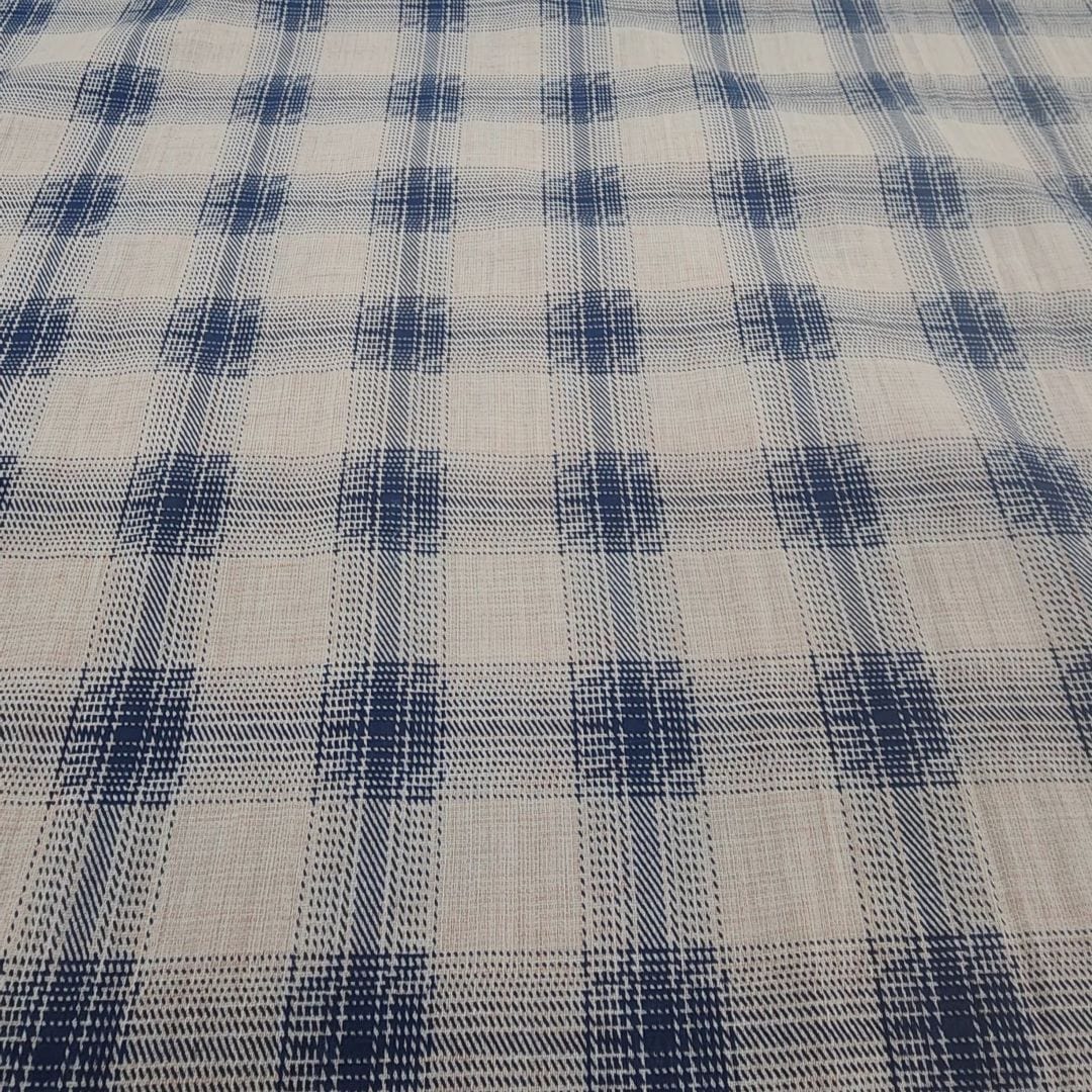 rayon linen Dress Fabrics Printed Check Voile Fabric 150cm Pink/Blue (7514476085337)