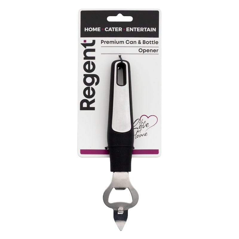 Regent Bottle Opener Regent Premium Can And Bottle Opener Stainless Steel Black Handle 12629