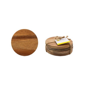 Regent Bottles Regent Acacia Wood Coasters Round 4 Piece Set, 100mm Diax8mm (7335765999705)