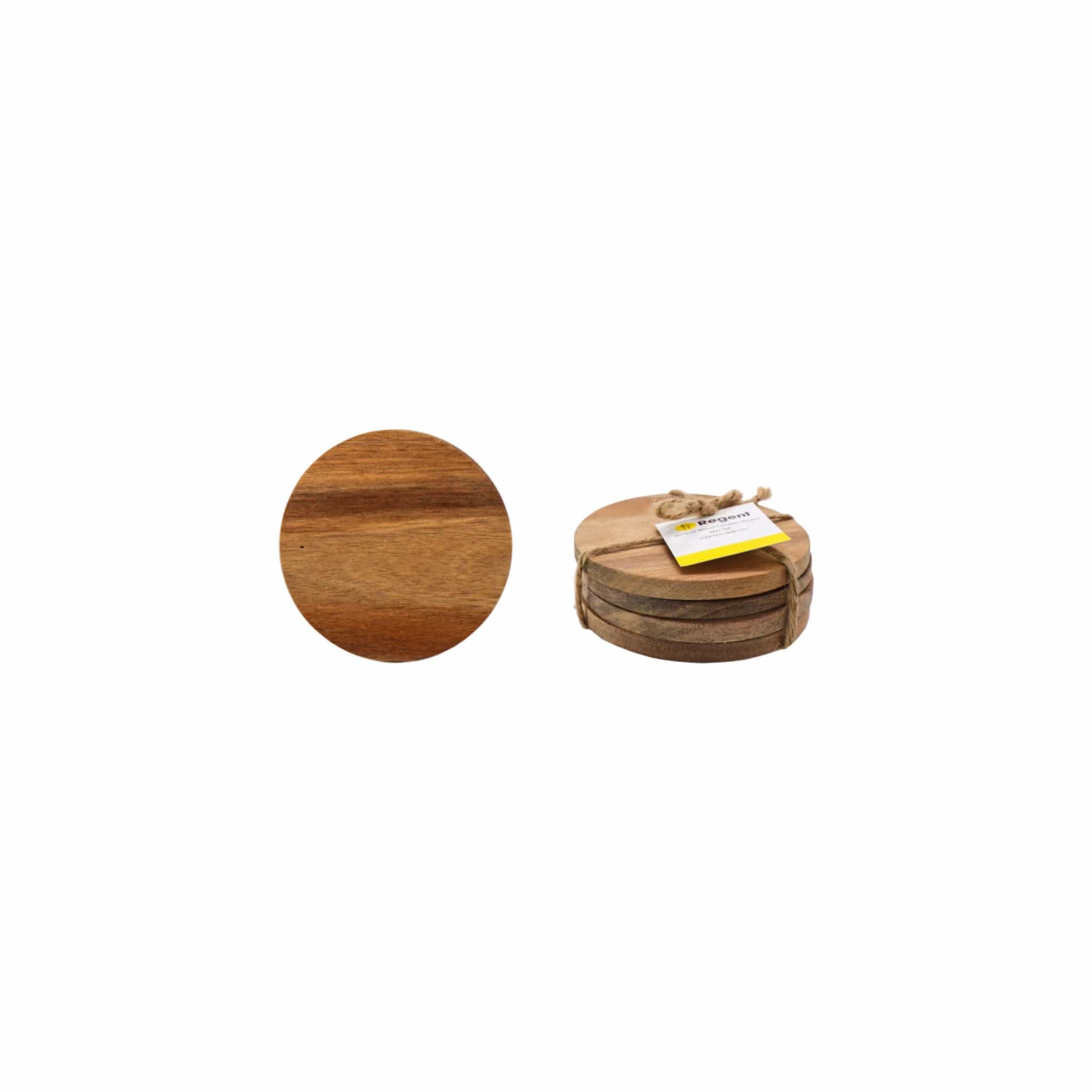 Regent Bottles Regent Acacia Wood Coasters Round 4 Piece Set, 100mm Diax8mm (7335765999705)