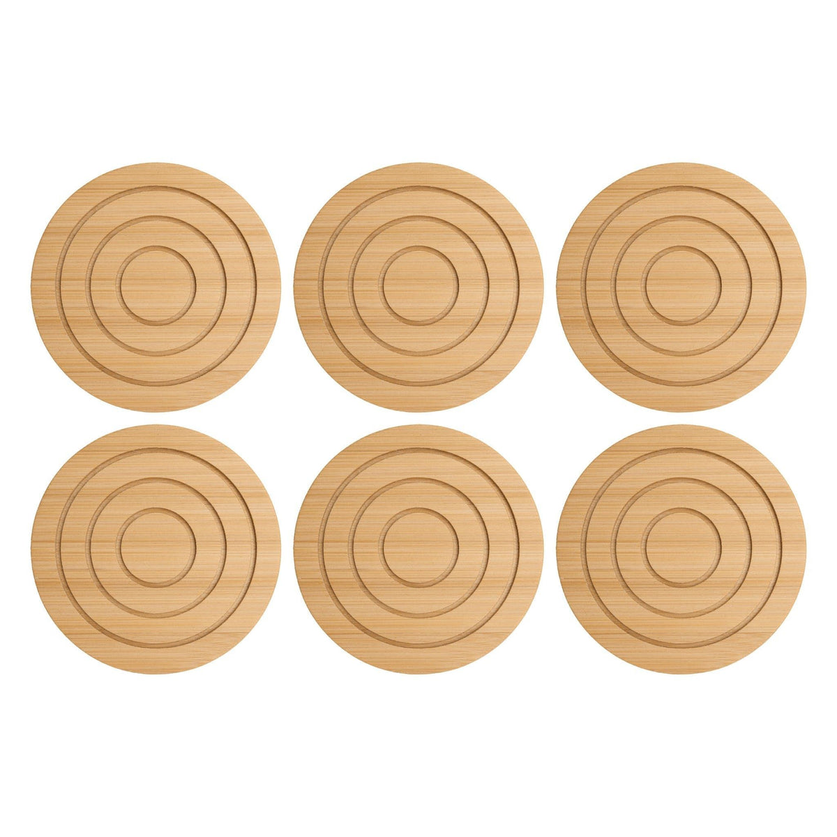 Regent Coasters Regent Bamboo Round Coasters With Slots In Holder 6 Piece Set 30254 (7813303468121)