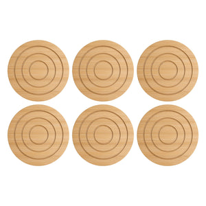 Regent Coasters Regent Bamboo Round Coasters With Slots In Holder 6 Piece Set 30254 (7813303468121)