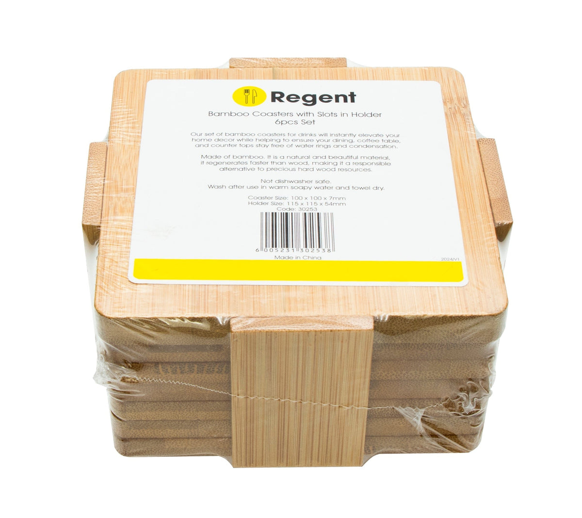 Regent Coasters Regent Bamboo Square Coasters With Slots In Holder 6 Pcs Set 30253 (7817374171225)