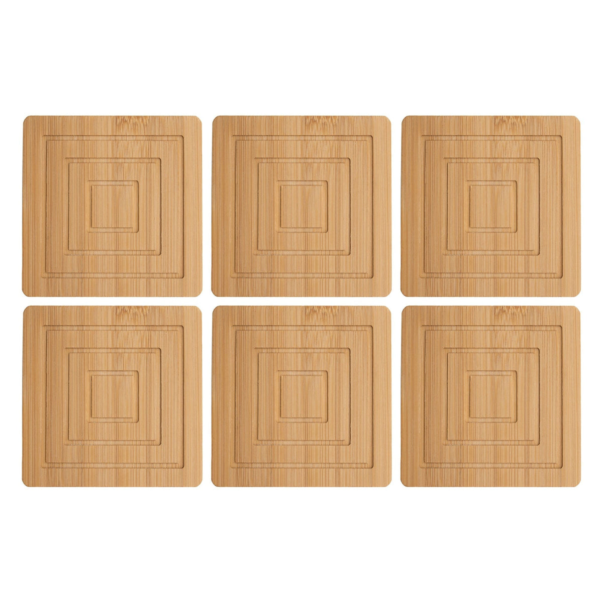 Regent Coasters Regent Bamboo Square Coasters With Slots In Holder 6 Pcs Set 30253 (7817374171225)
