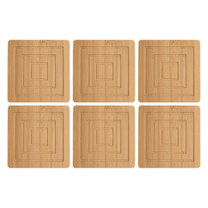 Regent Coasters Regent Bamboo Square Coasters With Slots In Holder 6 Pcs Set 30253 (7817374171225)