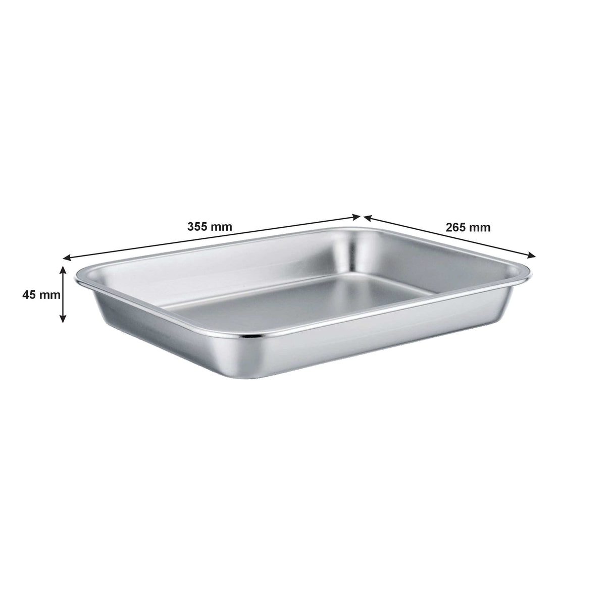 Regent CUTLERY Regent Rectangular Roasting Baking Dish Stainless Steel, (355x275x55mm) 33042