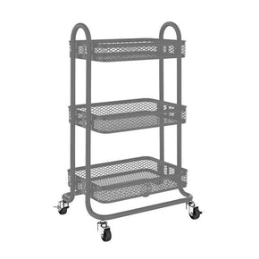 Regent DISH RACK Storage Rack With 3 Grey Wire Mesh Shelves On Metal Frame With Casters (450x345x790mm) 42125