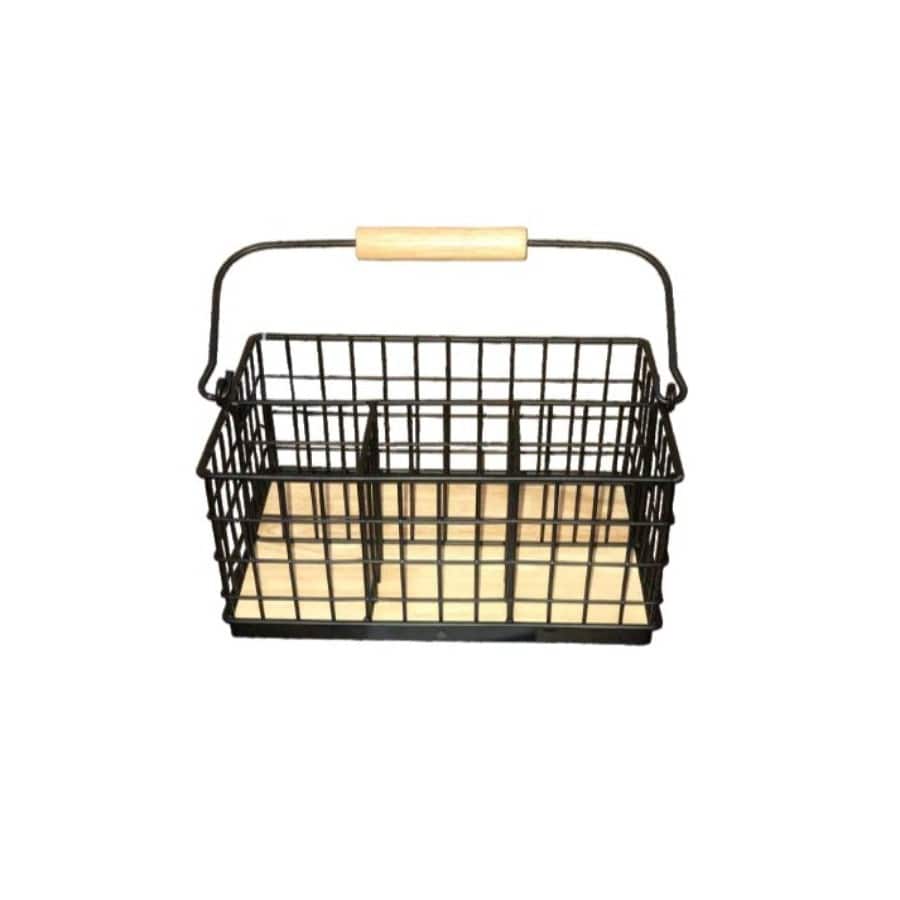 Regent Holder Regent Kitchen Cutlery Caddy Black Wire & Wood 230x160x215/120mm 41847 (7335768686681)