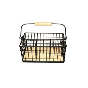 Regent Holder Regent Kitchen Cutlery Caddy Black Wire & Wood 230x160x215/120mm 41847 (7335768686681)