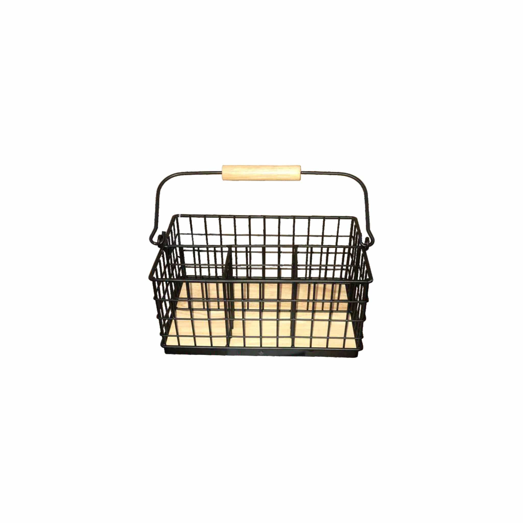 Regent Holder Regent Kitchen Cutlery Caddy Black Wire & Wood 230x160x215/120mm 41847 (7335768686681)