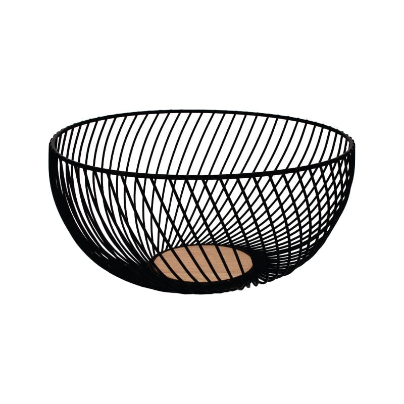 Regent Holder Regent Kitchen Swirl Basket Wire And Wood Powder Coated Black (250mm Diax125mm) 41851