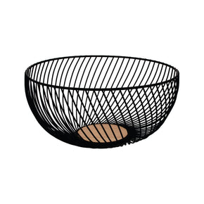 Regent Holder Regent Kitchen Swirl Basket Wire And Wood Powder Coated Black (250mm Diax125mm) 41851