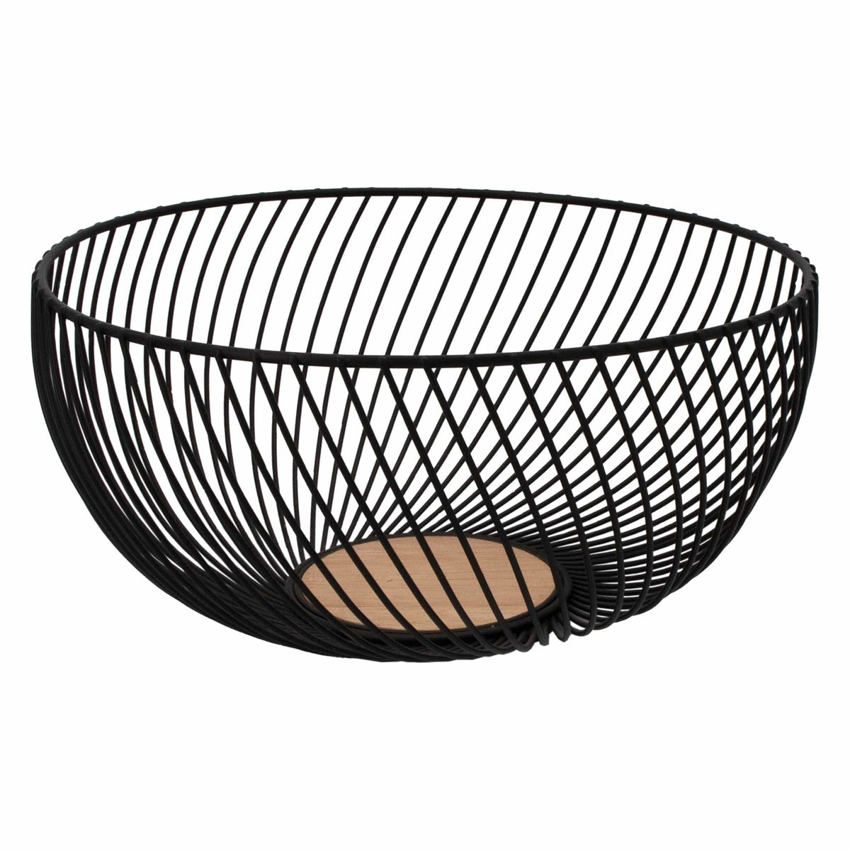 Regent Holder Regent Kitchen Swirl Basket Wire And Wood Powder Coated Black (250mm Diax125mm) 41851