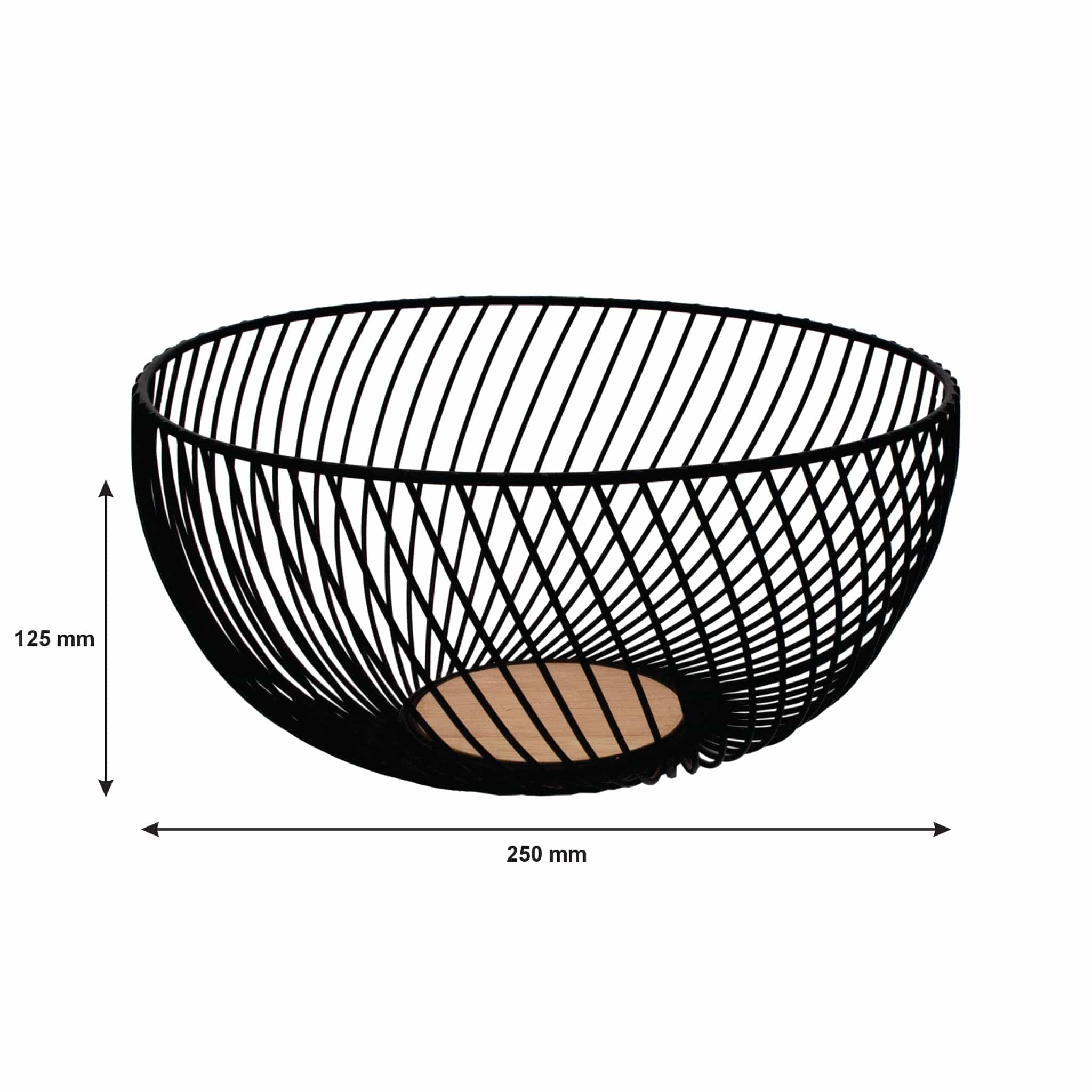 Regent Holder Regent Kitchen Swirl Basket Wire And Wood Powder Coated Black (250mm Diax125mm) 41851