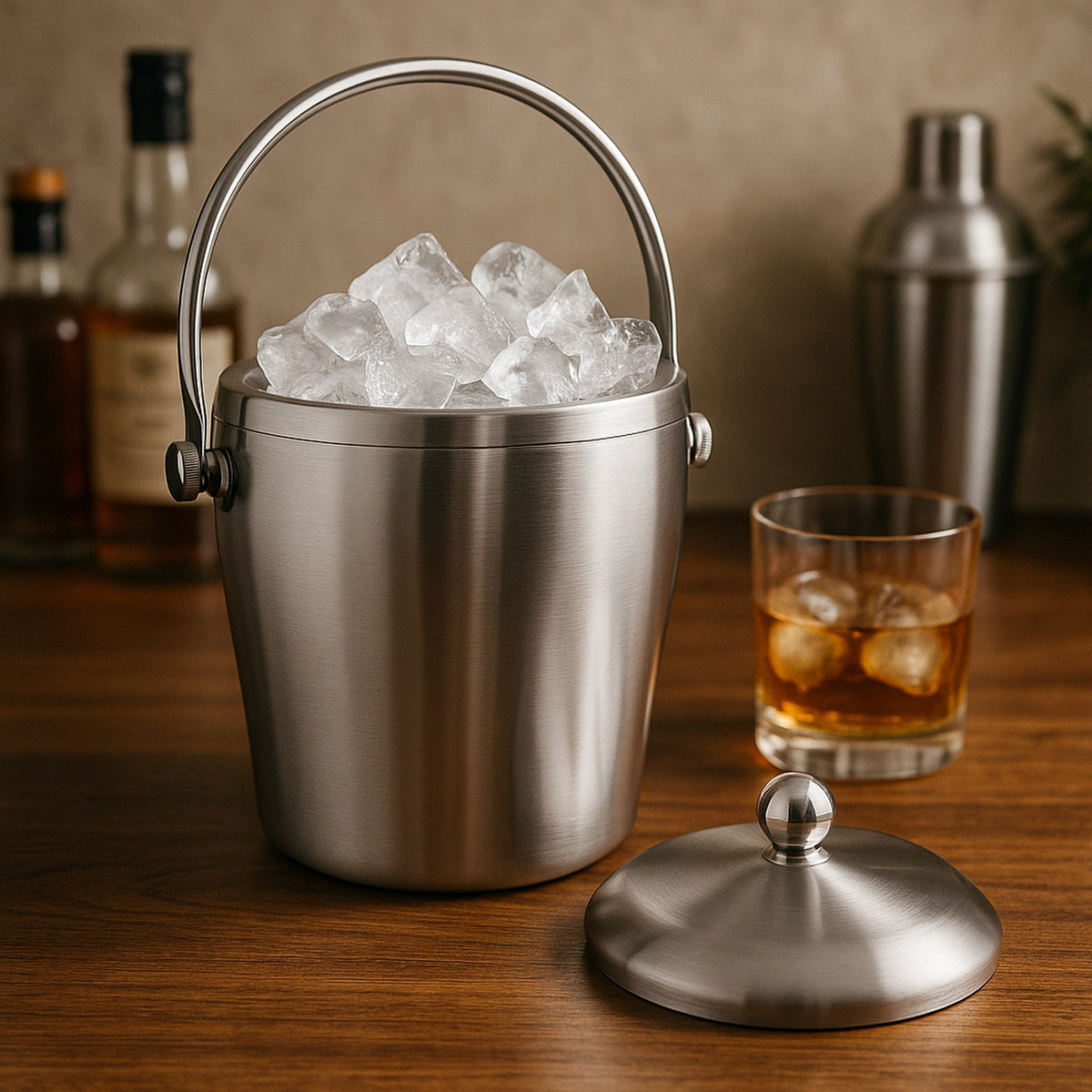 Regent ICE BUCKET Regent Ice Bucket With Handle & Lid Stainless Steel, 1.20 Litre 41784
