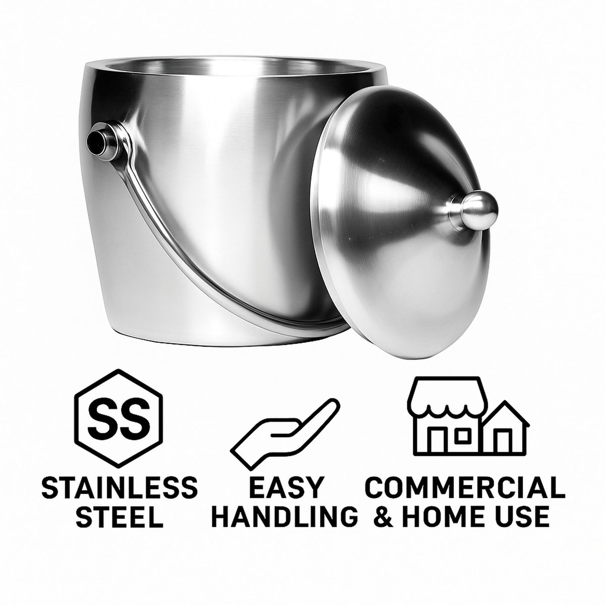 Regent ICE BUCKET Regent Ice Bucket With Handle & Lid Stainless Steel, 1.20 Litre 41784