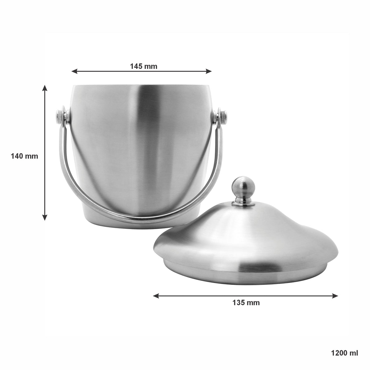 Regent ICE BUCKET Regent Ice Bucket With Handle & Lid Stainless Steel, 1.20 Litre 41784