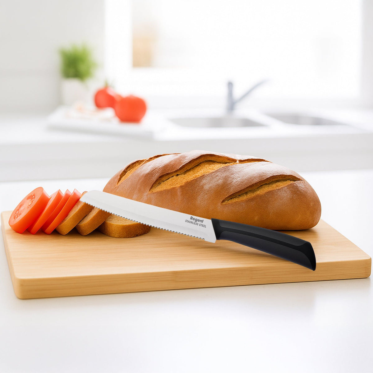 Regent Knife Regent Kitchen Premium Bread Knife With Black And Grey Handle 320mm 12618