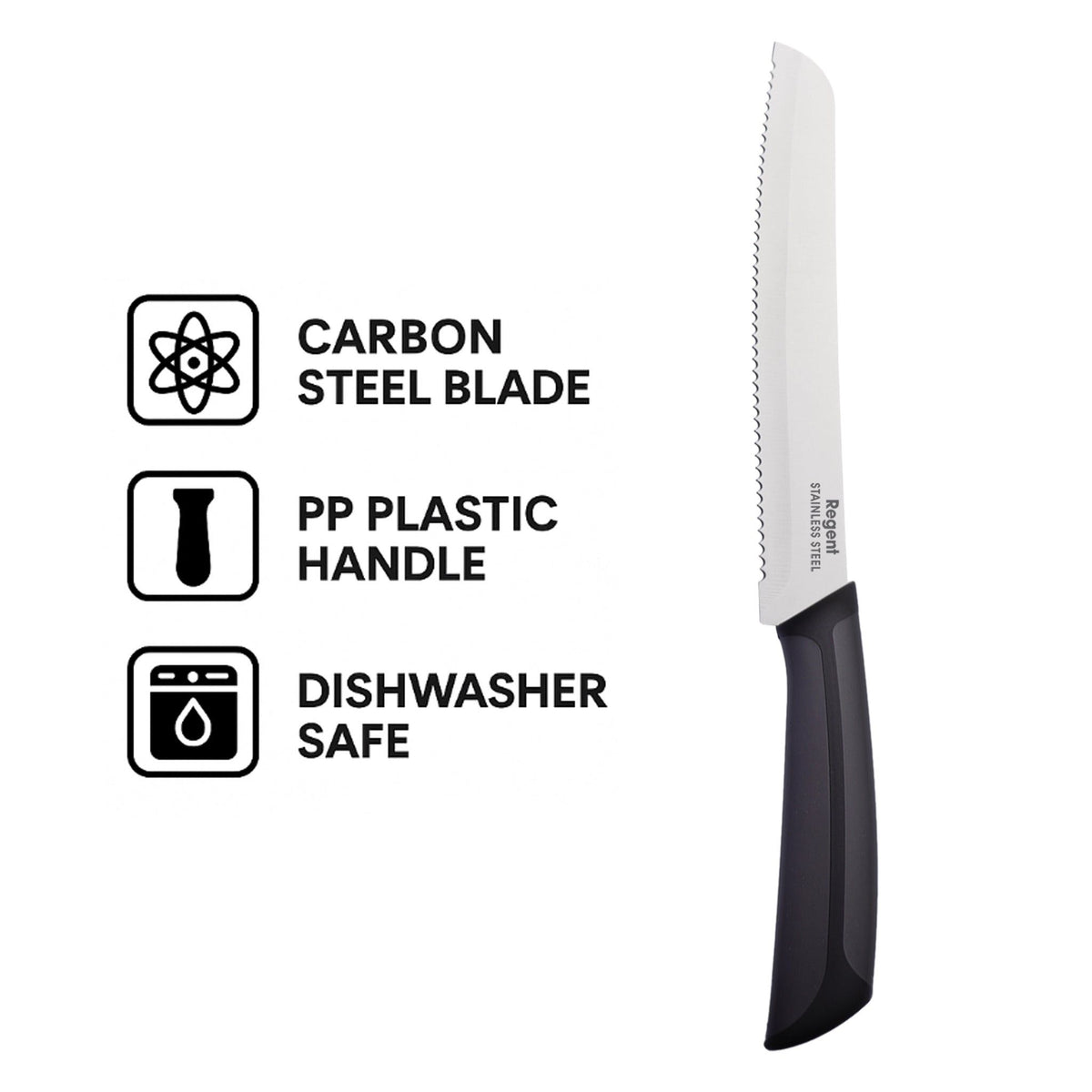 Regent Knife Regent Kitchen Premium Bread Knife With Black And Grey Handle 320mm 12618