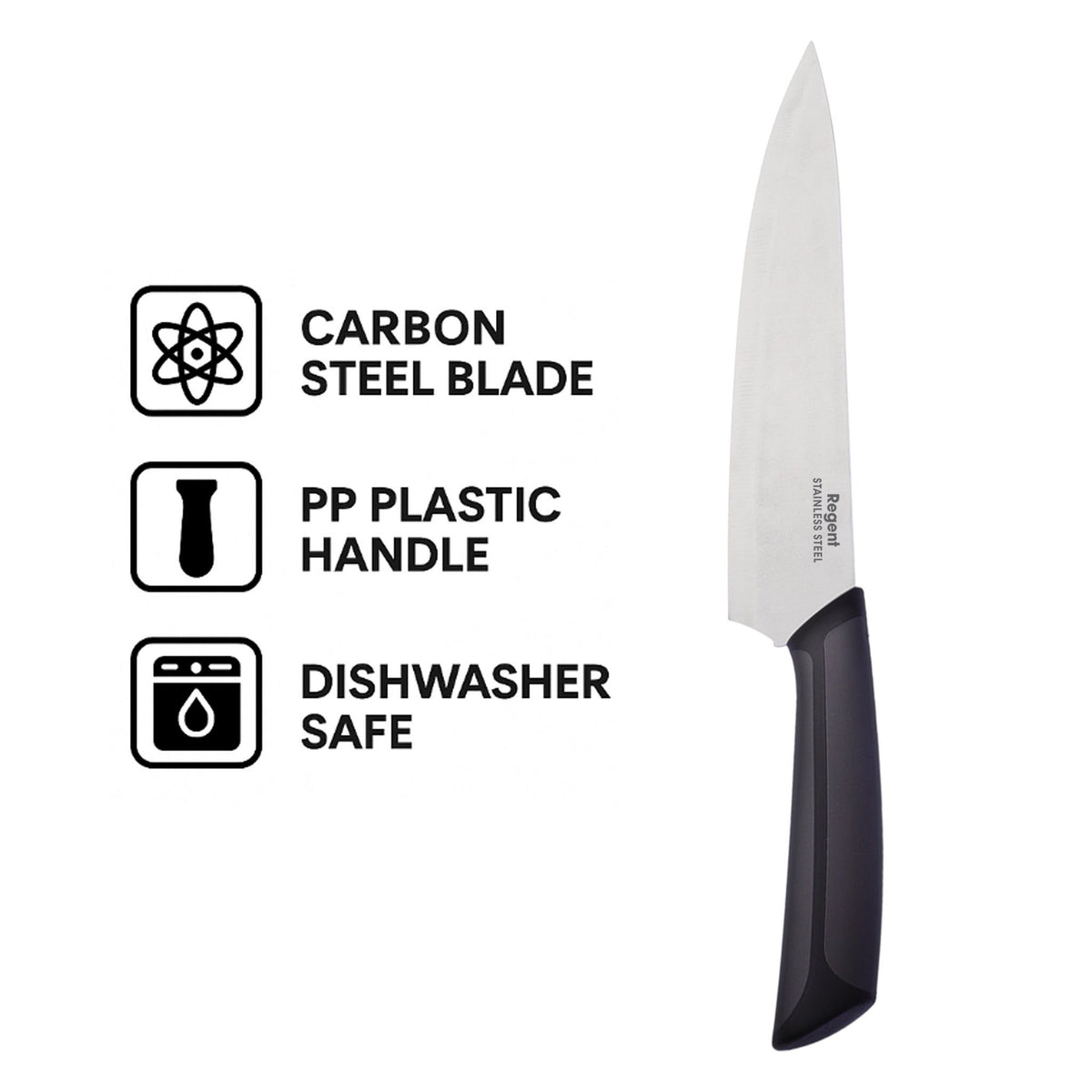 Regent Knife Regent Kitchen Premium Chef Knife With Black And Grey Handle, 325mm 12619