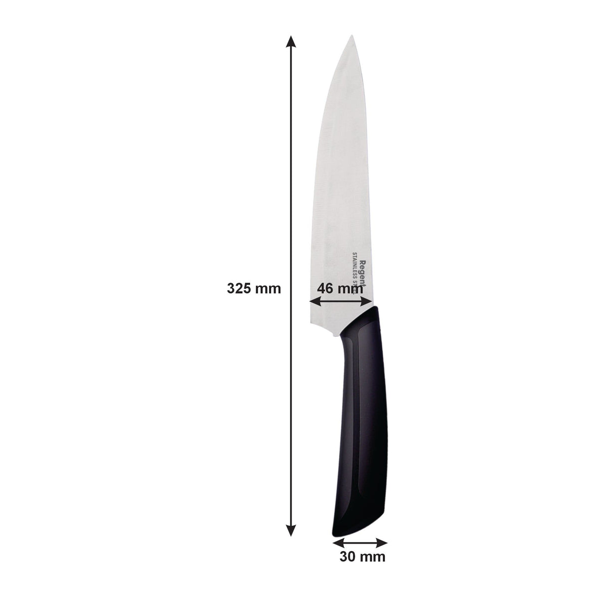 Regent Knife Regent Kitchen Premium Chef Knife With Black And Grey Handle, 325mm 12619