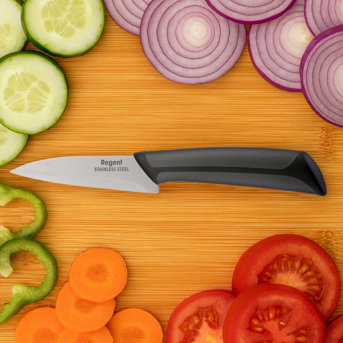 Regent Knife Regent Kitchen Premium Paring Knife With Black And Grey Handle, 195mm 12621