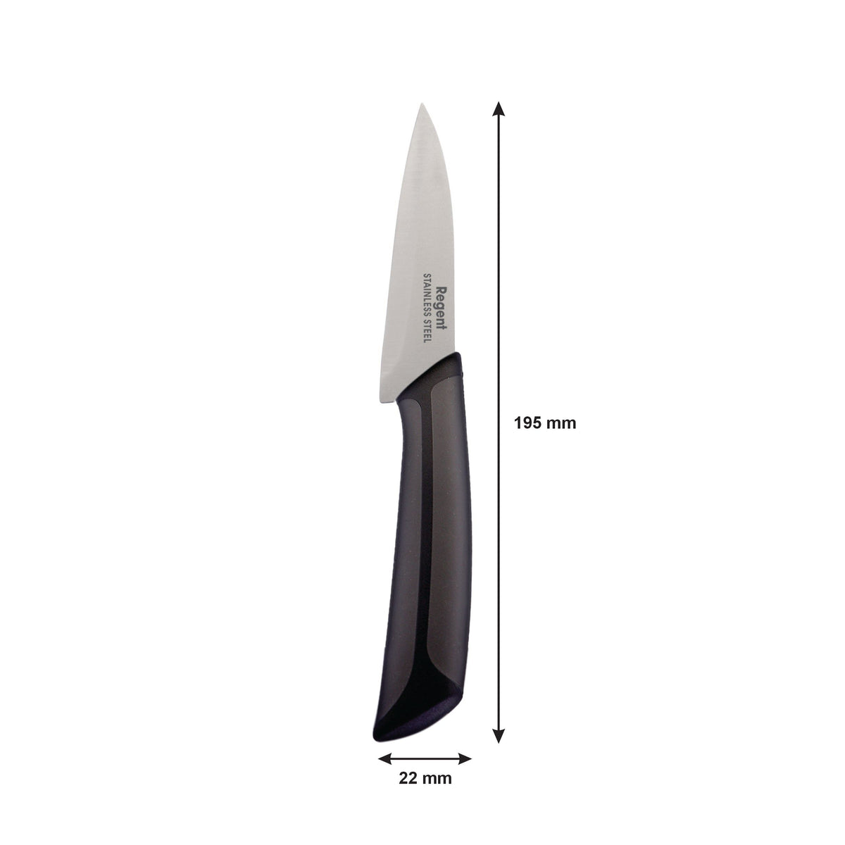 Regent Knife Regent Kitchen Premium Paring Knife With Black And Grey Handle, 195mm 12621