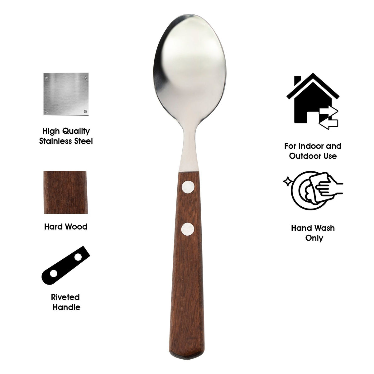 Regent knife set Regent Kitchen Teaspoons With Wooden Handles 4 Piece,162mm 21203