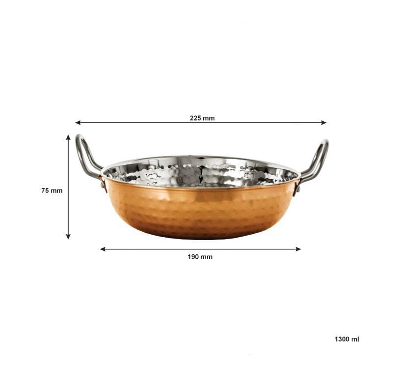 Regent Mini Pot Regent Cookware Karahi Pan Hammered Stainless Steel Cu Plated + Handles 1.3lt 41623