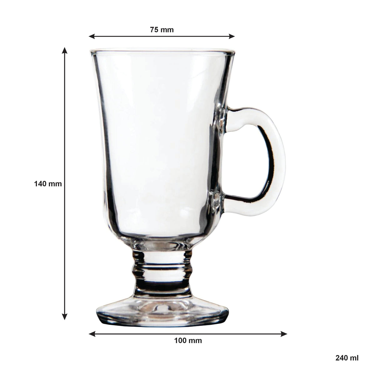 Regent MUGS Regent Footed Glass Mug 240ml Set Of 6