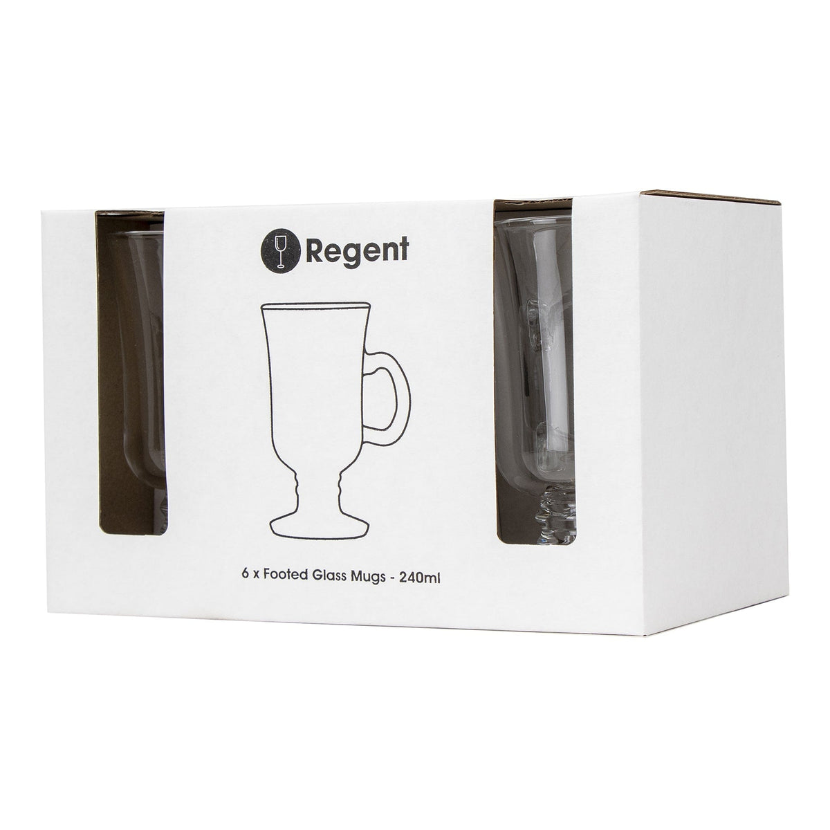 Regent MUGS Regent Footed Glass Mug 240ml Set Of 6
