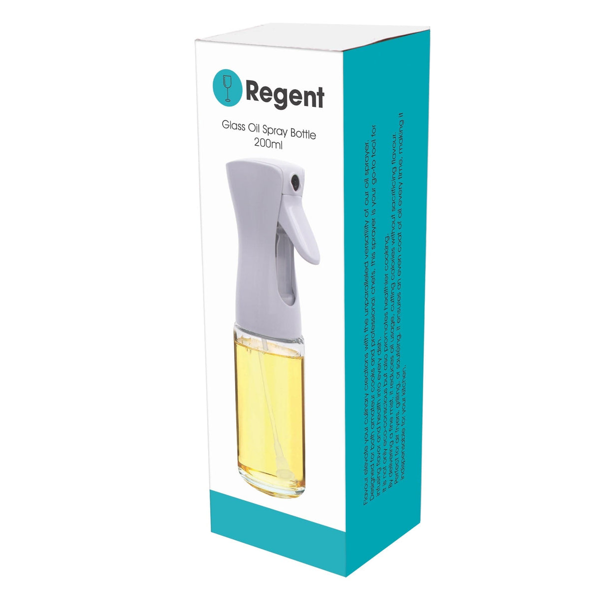 Regent Oil Bottle Regent Glass Oil Spray Bottle With White Plastic Spray Head, 200ml 27646