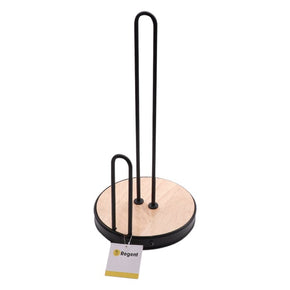 Regent Paper Towel Regent Kitchen Roller Towel Holder Black Wire & Wood (155mm Diax320mm) 41845