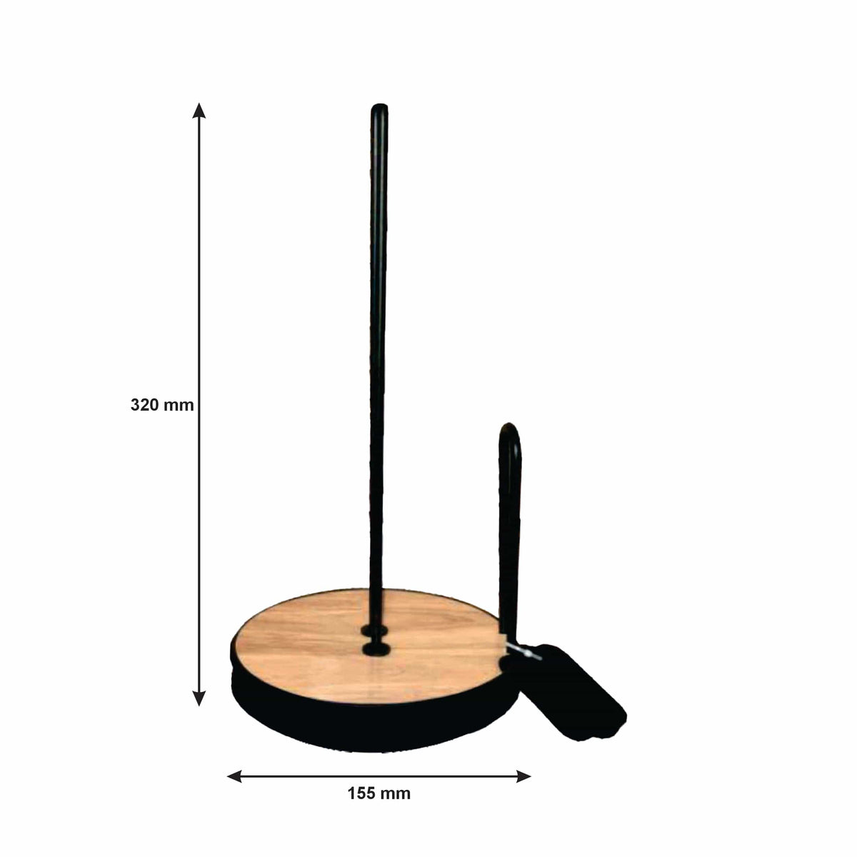 Regent Paper Towel Regent Kitchen Roller Towel Holder Black Wire & Wood (155mm Diax320mm) 41845