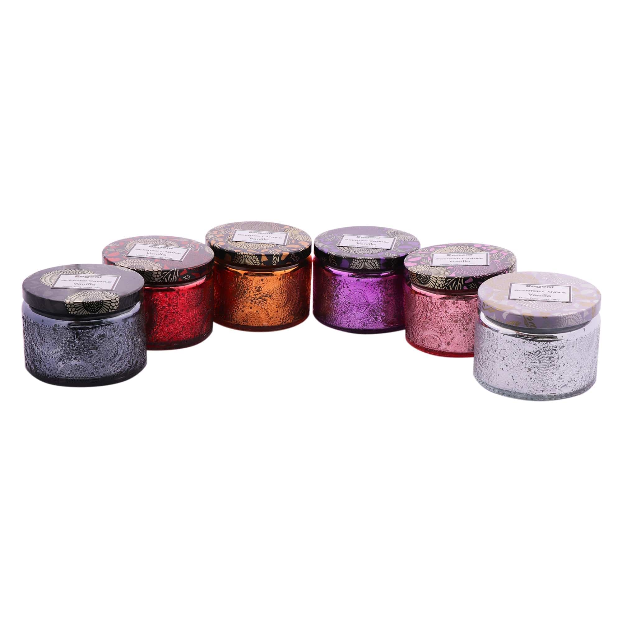 Regent S0A Regent Scented Candles (Vanilla) In Embossed Glass Jars 100g 35305