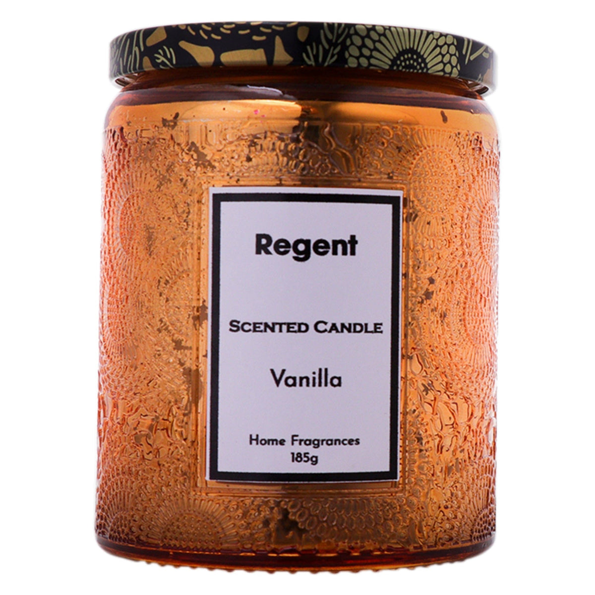 Regent S0A Regent Scented Candles (Vanilla) In Embossed Glass Jars 185g 35306 (7573349564505)