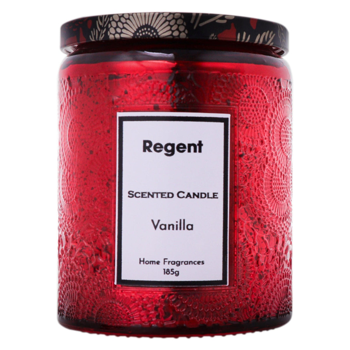 Regent S0A Regent Scented Candles (Vanilla) In Embossed Glass Jars 185g 35306 (7573349564505)