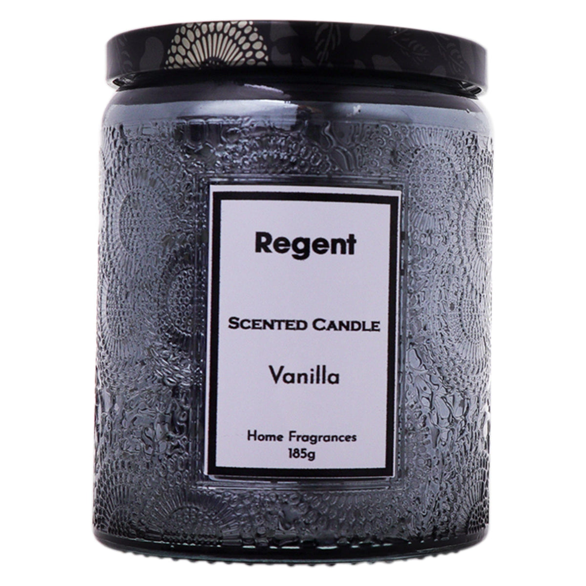 Regent S0A Regent Scented Candles (Vanilla) In Embossed Glass Jars 185g 35306 (7573349564505)