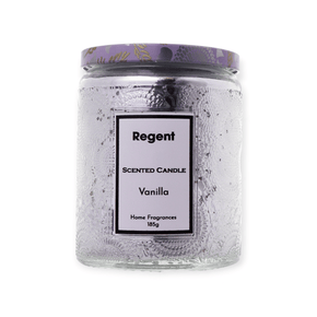 Regent S0A Regent Scented Candles (Vanilla) In Embossed Glass Jars 185g 35306 (7573349564505)