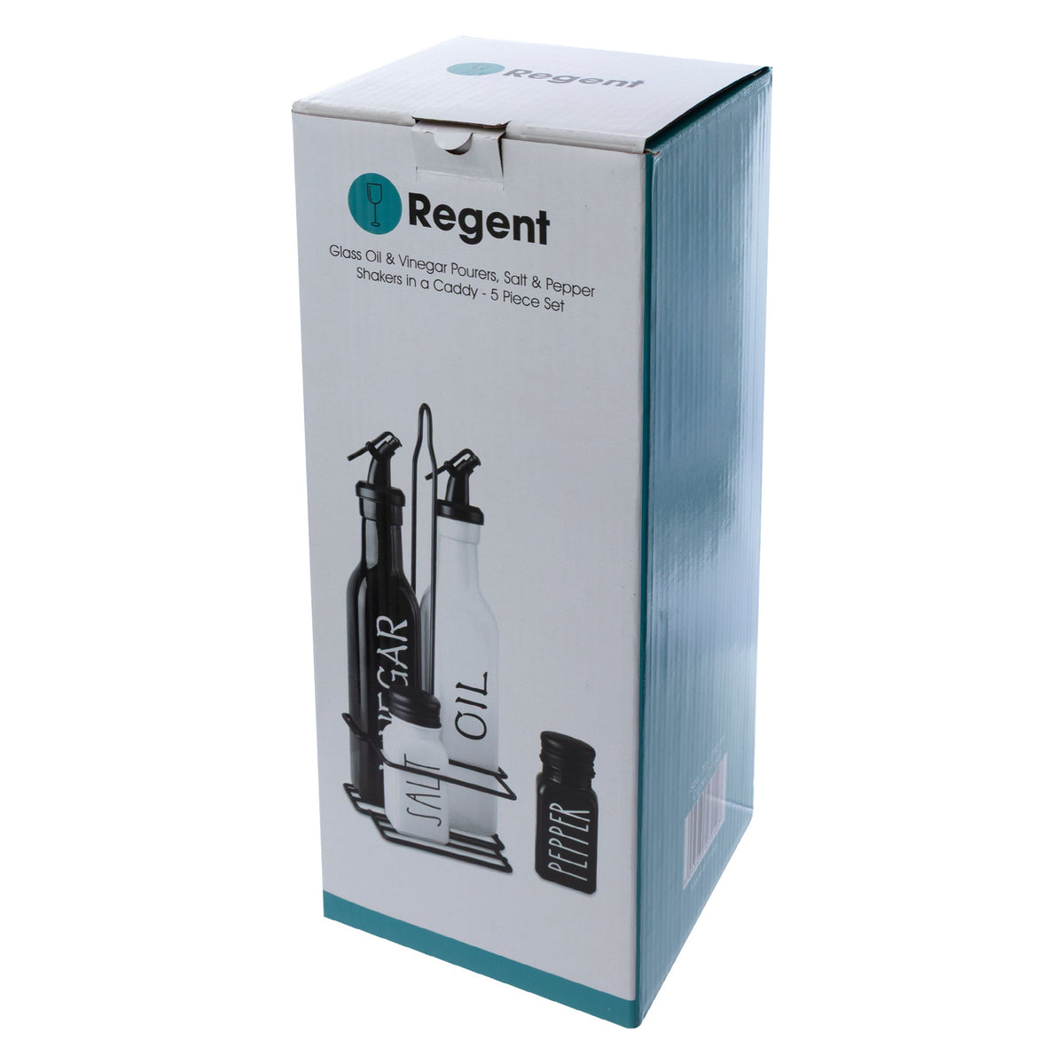 Regent Salt & Pepper Regent Glass Black And White Condiments In A Caddy 5pk Set, 250ml L 85ml 27140