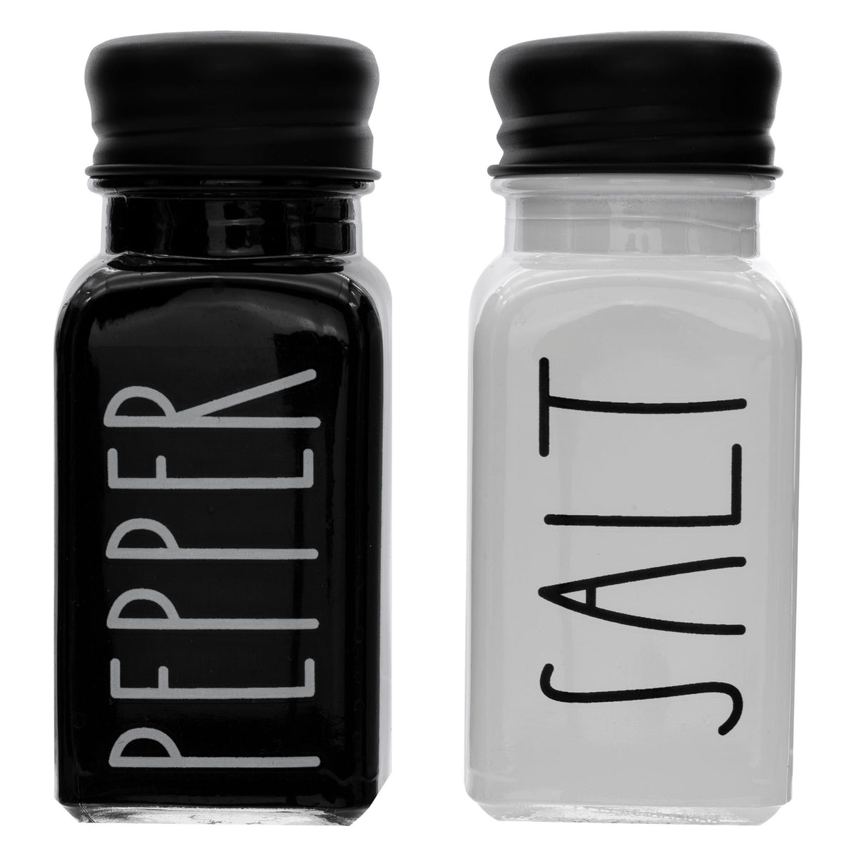 Regent Salt & Pepper Regent Glass Black And White Salt & Pepper Shakers In A Black Caddy 3 Piece Set 27139