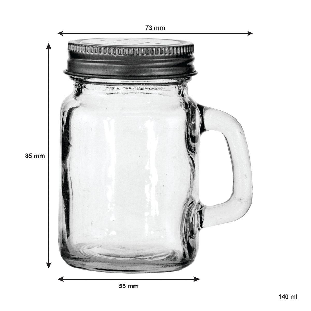 Regent SALT & PEPPER Regent Mini Mason Jar S&P Shaker 6 Pack, 140ml (80X73X55mm) 27649