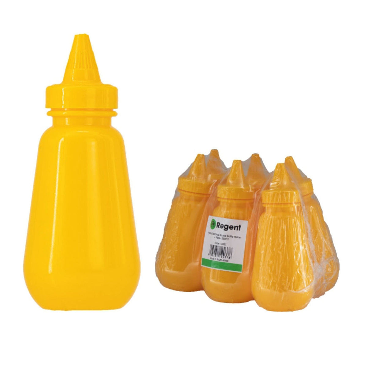 Regent SALT & PEPPER Regent Plastic Tear Drop Sauce Bottle Yellow 6 Pack 250ml 12037