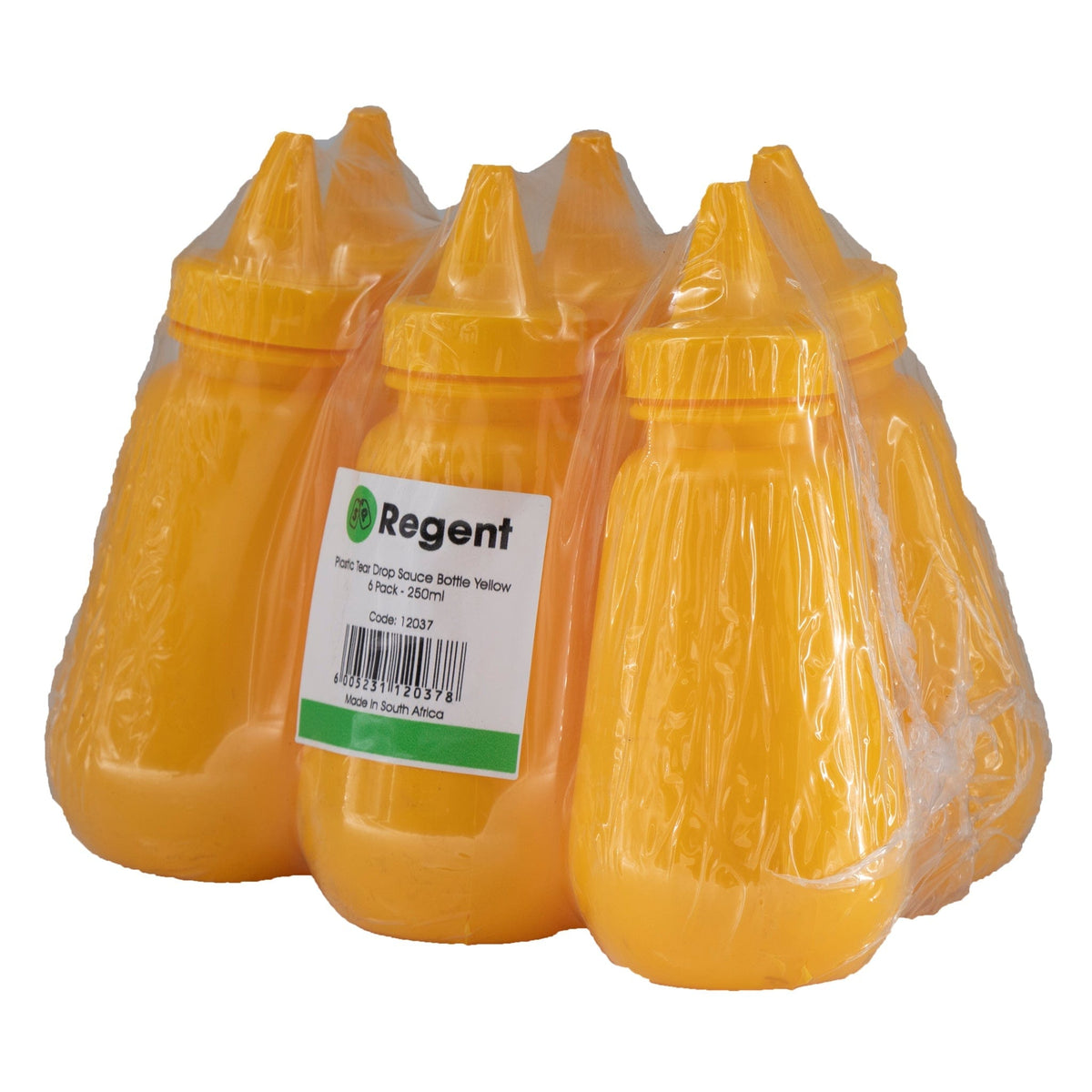 Regent SALT & PEPPER Regent Plastic Tear Drop Sauce Bottle Yellow 6 Pack 250ml 12037