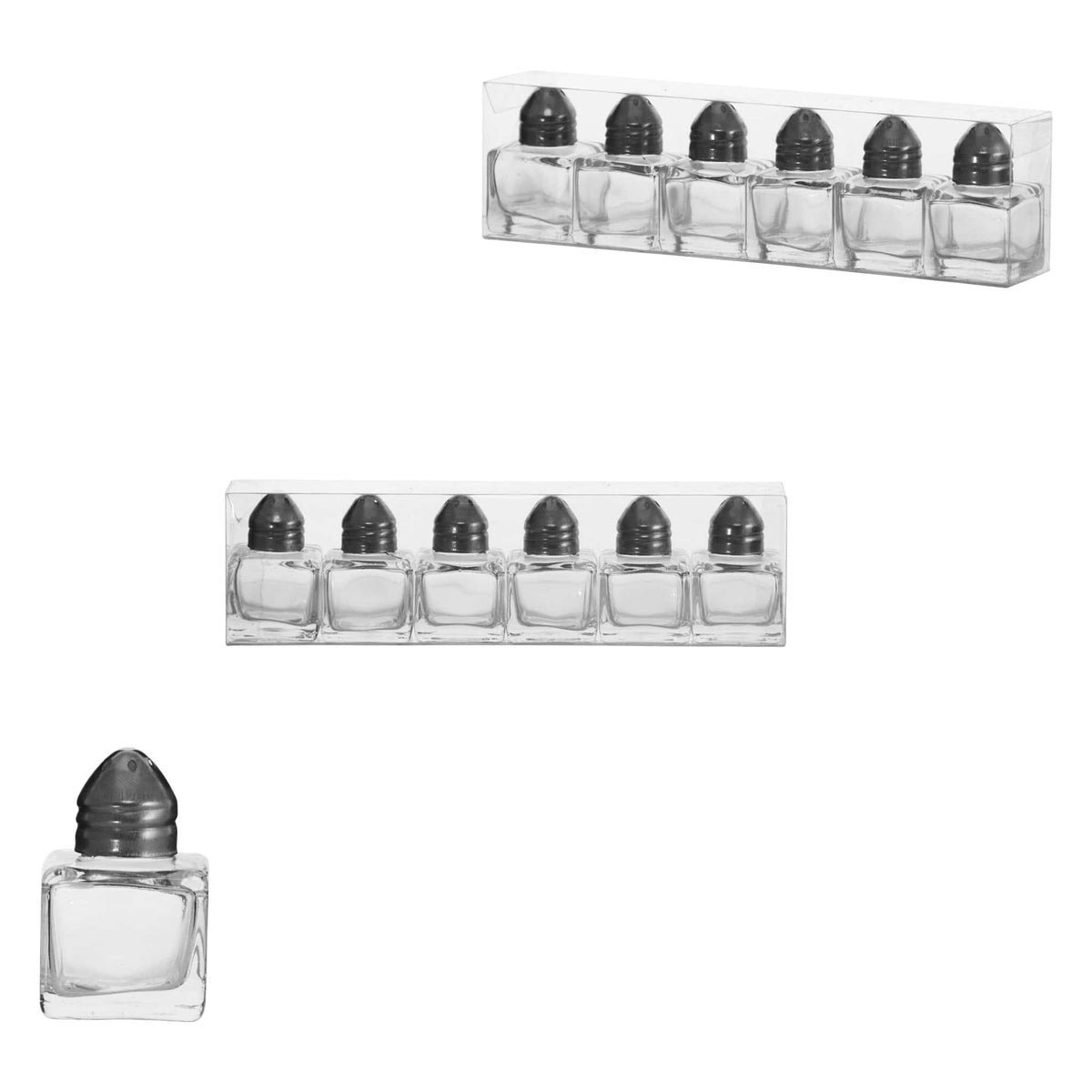 Regent SALT & PEPPER Regent Small Salt & Pepper Glass Shakers In Acetate Box 6 Pack 10ml 48x30x30mm 27111